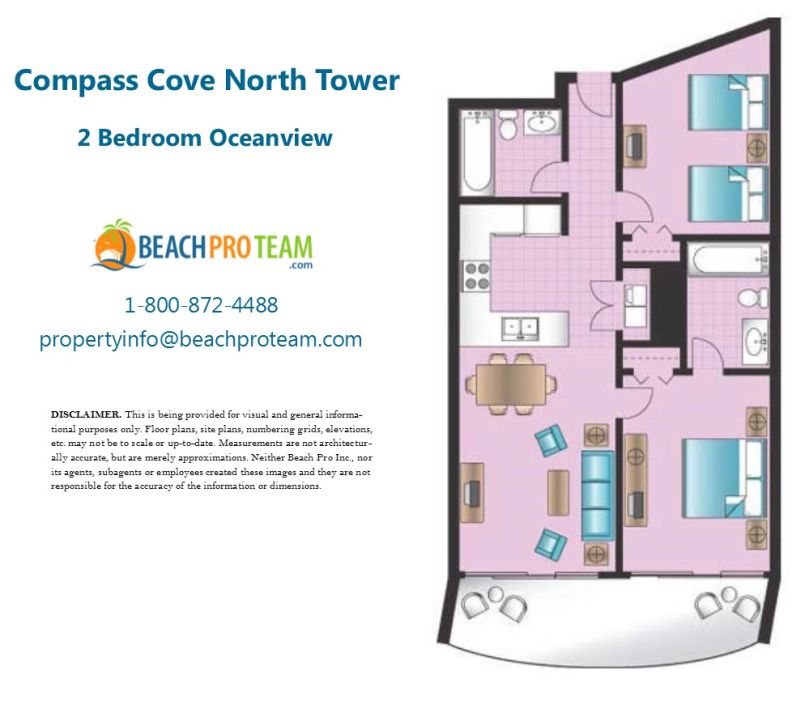Compass Cove North Tower Floor Plan - 2 Bedroom Ocean View